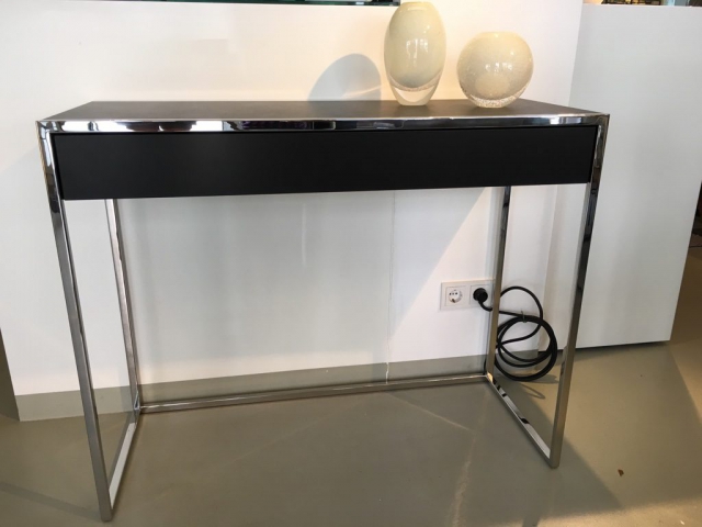 yomei1 SMART Konsole in schwarzem Leder mit Innenschublade