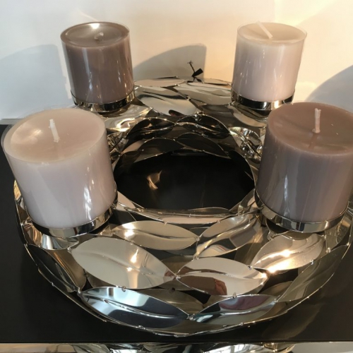Advent1 edler Adventskranz aus Metall glänzend